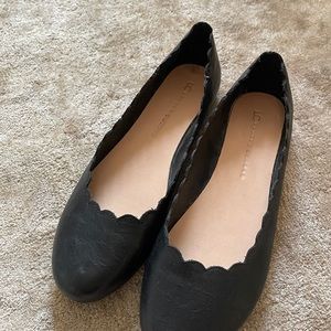 Black Leather Ballet Flats